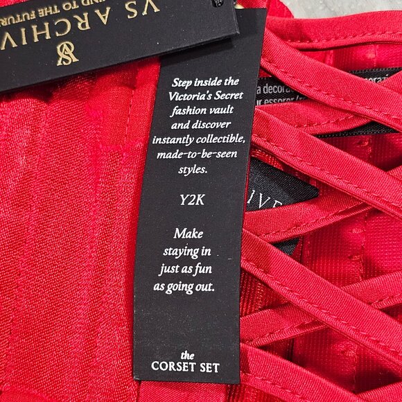 Victoria's Secret VERY SEXY Red VS Archives Satin Corset and Panty Set Size M - Picture 9 of 10